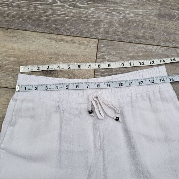 Susan Graver linen blend white pants size small high waist loose casual comfy - Picture 7 of 11